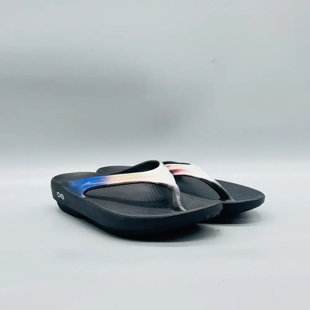 OOFOS Sandals Womens 7 Multicolor Ombre Thong Recovery Comfort Flip Flop Shoes